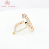 24K Brass Zircon Sun Flower Earrings Clip High Jewelry