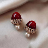 Opal Round Stud Earrings for Women