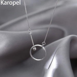 Karopel Light 925 Silver Circle Necklace Women Clavicle Chain