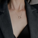 Karopel Light 925 Silver Circle Necklace Women Clavicle Chain