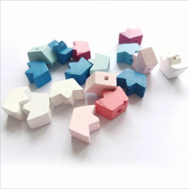 50Pcs Crown-Shaped Wooden Beads DIY Crafts Jewelry Hemu Loose Beads