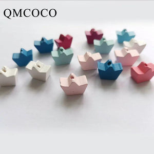 50Pcs Crown-Shaped Wooden Beads DIY Crafts Jewelry Hemu Loose Beads