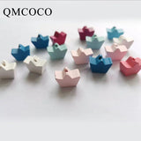 50Pcs Crown-Shaped Wooden Beads DIY Crafts Jewelry Hemu Loose Beads