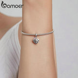 925 Silver Charm Bead Personalized Pet Name Heart Dangl