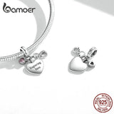 925 Silver Charm Bead Personalized Pet Name Heart Dangl