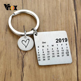 Personalized Love Date Anniversary Key Chain Stainless Steel Gift