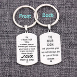 Personalized Stainless Steel Keyrings Engrave 2 Sides Keychain Dog Tag Pendant
