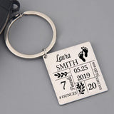 Personalized Baby Stats Key Chain Gift for Parents - Newborn Birth Souvenir