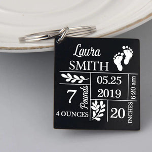 Personalized Baby Stats Key Chain Gift for Parents - Newborn Birth Souvenir