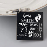Personalized Baby Stats Key Chain Gift for Parents - Newborn Birth Souvenir