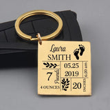 Personalized Baby Stats Key Chain Gift for Parents - Newborn Birth Souvenir