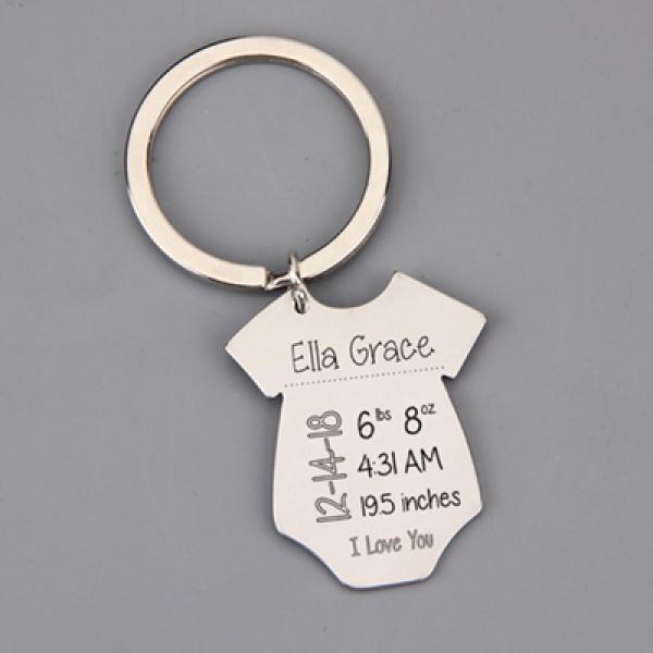 Personalized Baby Stats Keychain - Weight Birth Date Name
