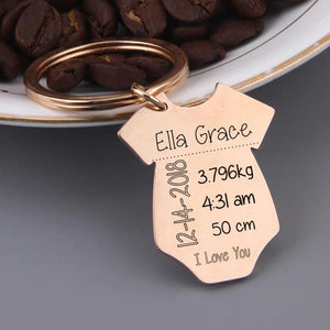 Personalized Baby Stats Keychain - Weight Birth Date Name