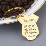 Personalized Baby Stats Keychain - Weight Birth Date Name