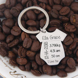 Personalized Baby Stats Keychain - Weight Birth Date Name
