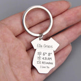 Personalized Baby Stats Keychain - Weight Birth Date Name