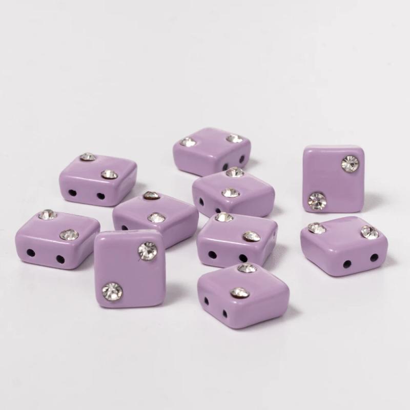 20pcs Colorful Square Beads Enamel Diamond Inlay for Bracelet Making