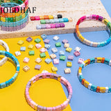 20pcs Colorful Square Beads Enamel Diamond Inlay for Bracelet Making
