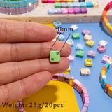 20pcs Colorful Square Beads Enamel Diamond Inlay for Bracelet Making