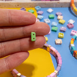 20pcs Colorful Square Beads Enamel Diamond Inlay for Bracelet Making