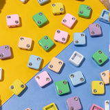 20pcs Colorful Square Beads Enamel Diamond Inlay for Bracelet Making