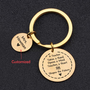 Teacher Keychain Set Engraved A Teacher Takes A Hand Opens a Mind