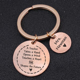 Teacher Keychain Set Engraved A Teacher Takes A Hand Opens a Mind