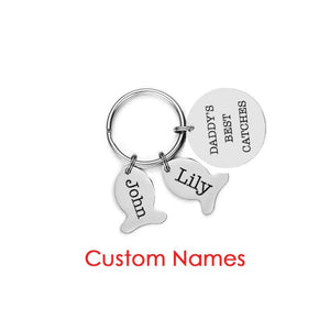 Fish Charms Keychain Personalized Father's Gift DADDY'S CATCHES Engraved