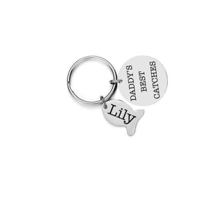 Fish Charms Keychain Personalized Father's Gift DADDY'S CATCHES Engraved