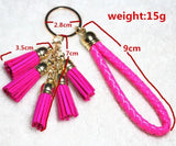 Gold Leather Tassel Key Chain Bag Charm Car Key