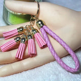 Gold Leather Tassel Key Chain Bag Charm Car Key