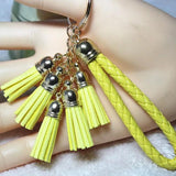 Gold Leather Tassel Key Chain Bag Charm Car Key