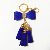 Suede Tassel Key Chain Mini Bowknot Leather Key Ring Golden Pendant Bag