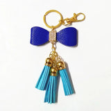 Suede Tassel Key Chain Mini Bowknot Leather Key Ring Golden Pendant Bag