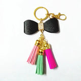 Suede Tassel Key Chain Mini Bowknot Leather Key Ring Golden Pendant Bag