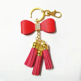 Suede Tassel Key Chain Mini Bowknot Leather Key Ring Golden Pendant Bag