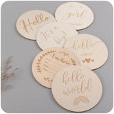 5Pcs Wooden Milestone Card Teether Newborn Props DIY Craft Accessories