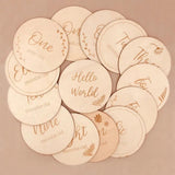 5Pcs Wooden Milestone Card Teether Newborn Props DIY Craft Accessories