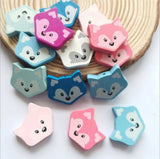 50Pcs Little Fox Wooden Beads DIY Beaded Material Jewelry Baby Toys