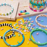 30pcs Colorful Inlaid Diamond Enamel Beads for Bracelets Making
