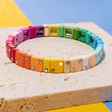 30pcs Colorful Inlaid Diamond Enamel Beads for Bracelets Making