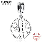 925 Silver Family Tree Dangle Charm Engrave Name Bead Bracelet DIY