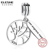 925 Silver Family Tree Dangle Charm Engrave Name Bead Bracelet DIY
