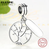 925 Silver Family Tree Dangle Charm Engrave Name Bead Bracelet DIY
