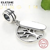 925 Silver Family Tree Dangle Charm Engrave Name Bead Bracelet DIY