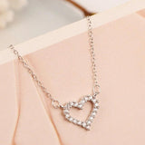 925 Silver Crystal Heart Necklace for Women