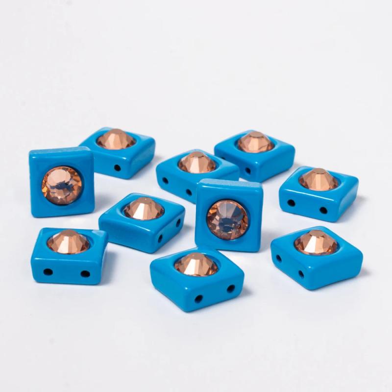 25pcs 8x8mm Diamond Inlaid Colorful Tila Beads for Jewelry Making DIY
