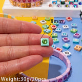 25pcs 8x8mm Diamond Inlaid Colorful Tila Beads for Jewelry Making DIY