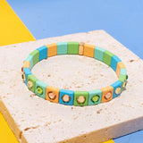25pcs 8x8mm Diamond Inlaid Colorful Tila Beads for Jewelry Making DIY