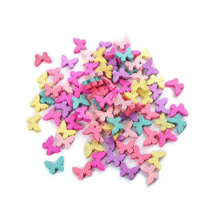 50Pcs Butterfly Wood Spacer Beads DIY Loose Bead Baby Toy Accessories